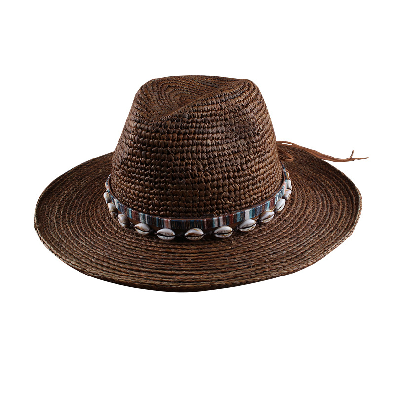 Moda europea y americana todo partido rafia Jazz sombrero mujer primavera y verano en forma de campana protección solar ajustable playa viajes sombrero de paja
