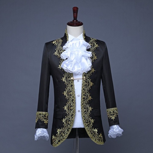 men's jazz dance suit blazers Male European gold inlaid palace Prince performance costume studio men dress stage costume Christmas King