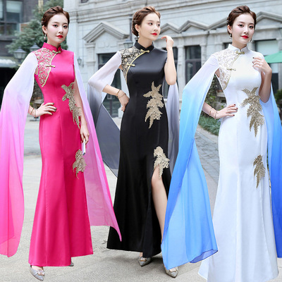 Women China Chinese dresses singers host performance Cheongsam dresses performance etiquette show cheongsam dress