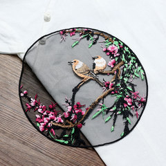 花鳥山水網繡中國風刺繡布貼衣服包包裝飾圓形繡片修補無膠手縫款