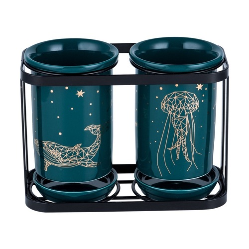 Emerald light luxury ceramic chopstick tube chopstick basket drain chopstick box home wall-mounted chopstick cage kitchen storage bucket