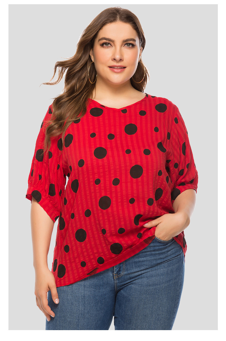 polka dot printing loose casual short-sleeved T-shirt  NSJR36740