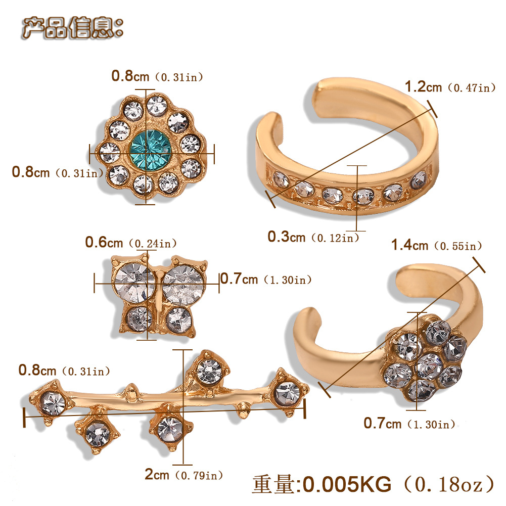 Japonais Et Coréen Style Alliage Diamant Boucles D'oreilles Ensemble Simple Gracieux Pentagramme Boucles D'oreilles Noble Tempérament display picture 12