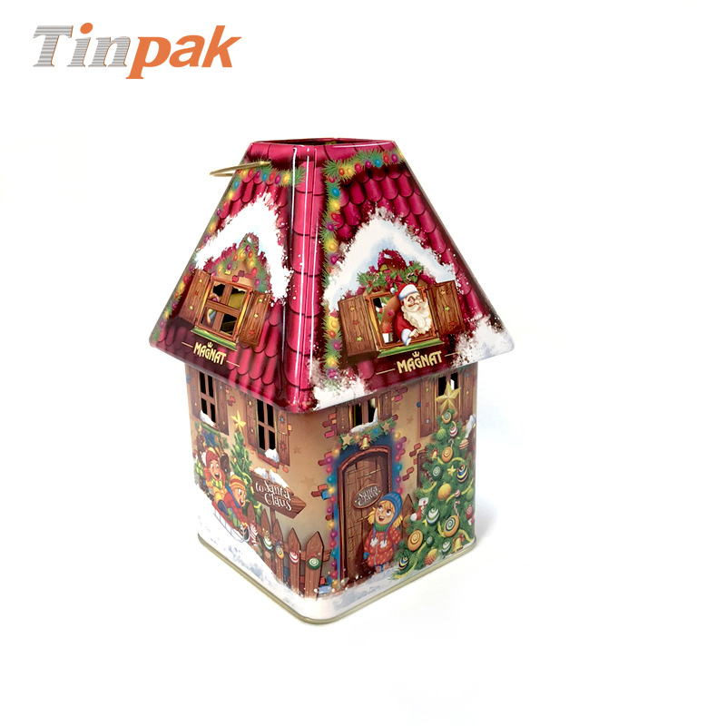 新款热销异形手提香薰蜡烛马口铁罐灯笼形金属4色印刷蜡烛铁罐商