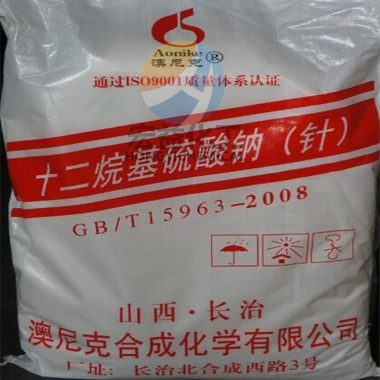 Shandong furniture K12 foaming agent Twelve alkyl Sodium sulphate Chinese english packing Acicular powder