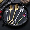 Stainless steel scoop spoon watermelon spoon shovel dessert spoons ice cream spoon tone creative thickened iron shovel flattened spoon