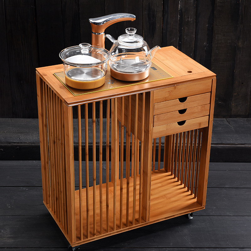 竹制茶櫃移動茶台客廳茶水櫃辦公室中式家用收納櫃餐邊櫃燒水壺