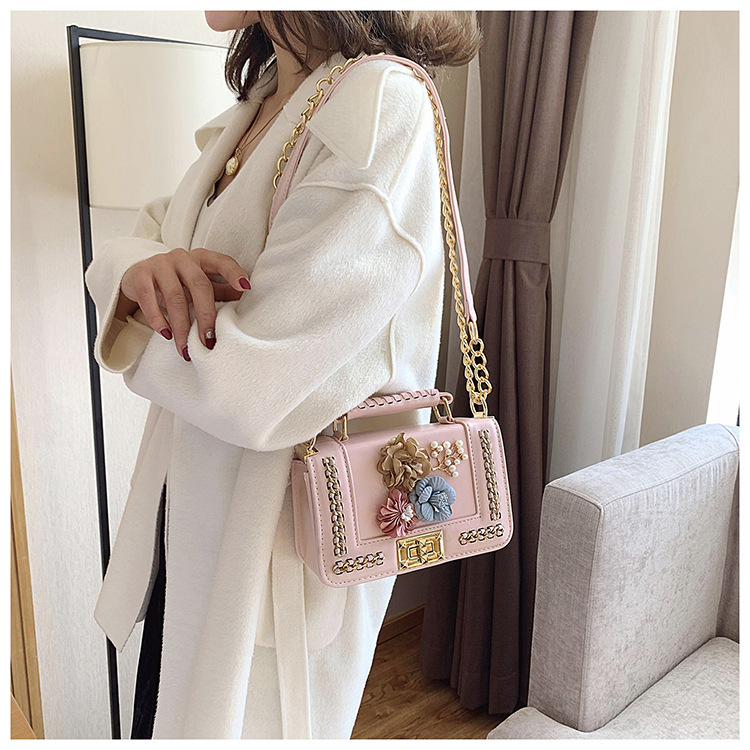 Fashion Handbag Color Flower Pearl Small Square Bag Shoulder Diagonal Bag display picture 45