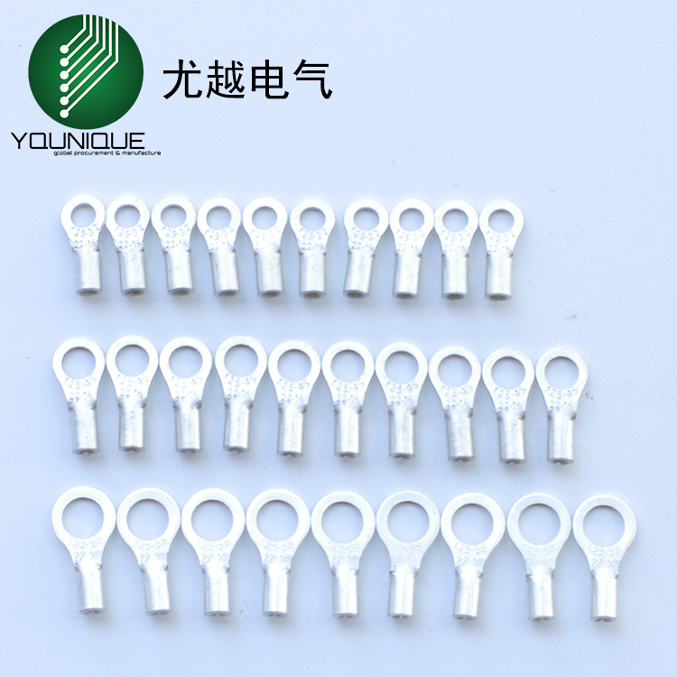 无绝缘护套O型圆形端子冷压接线端子裸端头铜鼻子焊接铜件RNB1.25