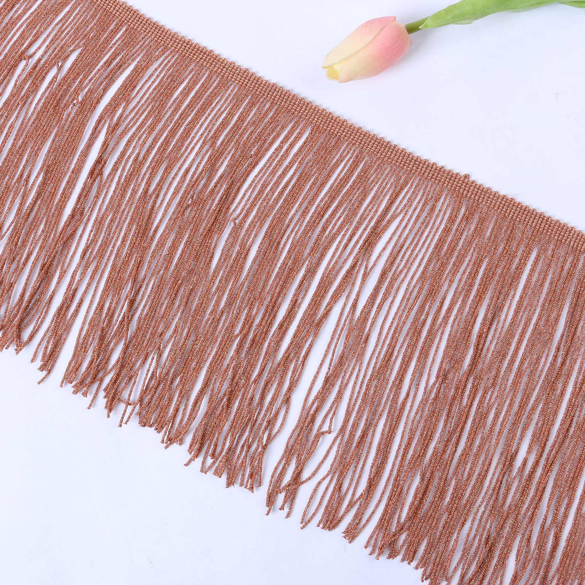 厂家直供应20CM金银线流苏花边服装工艺品辅料 涤纶金线排须装饰