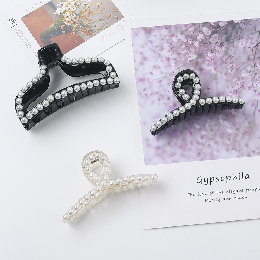 Pearl Hair Clip Acrylic Black Elegant Hair Clip Bow Cheap Hair Clip Hair Accessories display picture 1