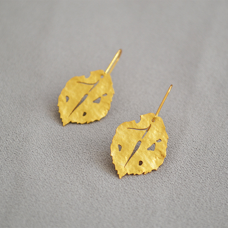 Elegant Retro Leaf Copper Plating Drop Earrings display picture 2