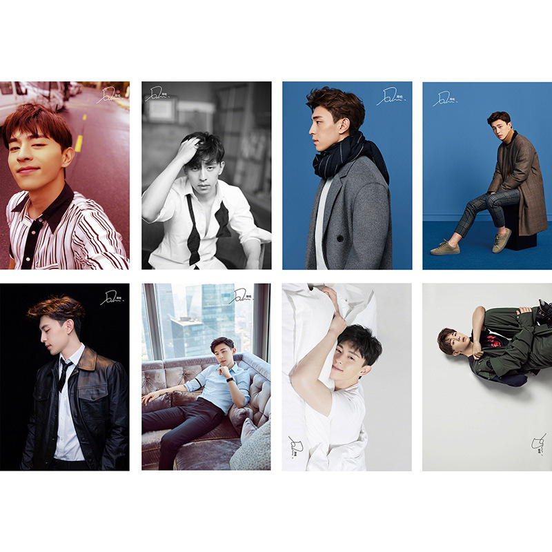 鄧倫明星海報銅版紙高清壓紋牆紙貼畫壓紋高清圖