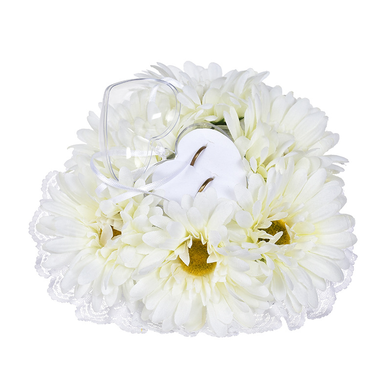 歐式創意新娘戒枕 新款仿真花心形婚慶戒指托婚慶用品批發