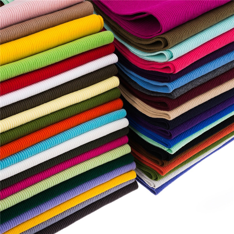 厂家批发 针织全棉涤纶弹力罗纹布 服装辅料罗纹布料现货