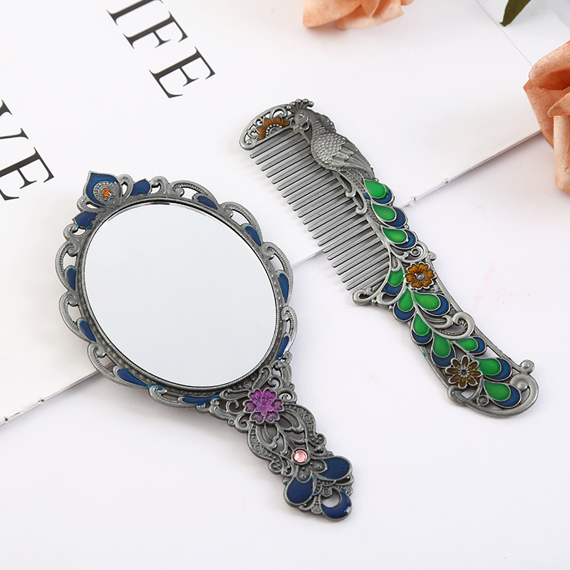 230g Weight Mirror Makeup Tools Types 1 Set Quantity Metal Material Animal, Flower Pattern Retro Style Retro Lady Animal Flower Metal Mirror 1 Set 7