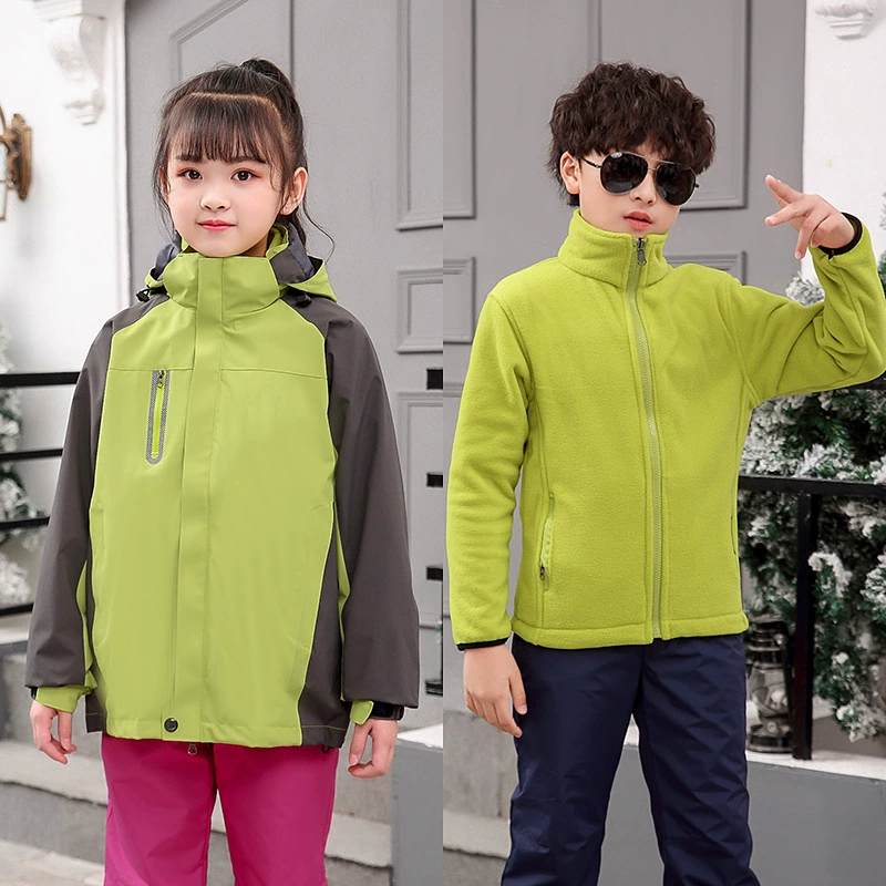 Осенне-зимняя утолщенная детская одежда «Три в одном» на флисовой подкладке, модная куртка для мальчиков и девочек, одежда для альпинизма на открытом воздухе