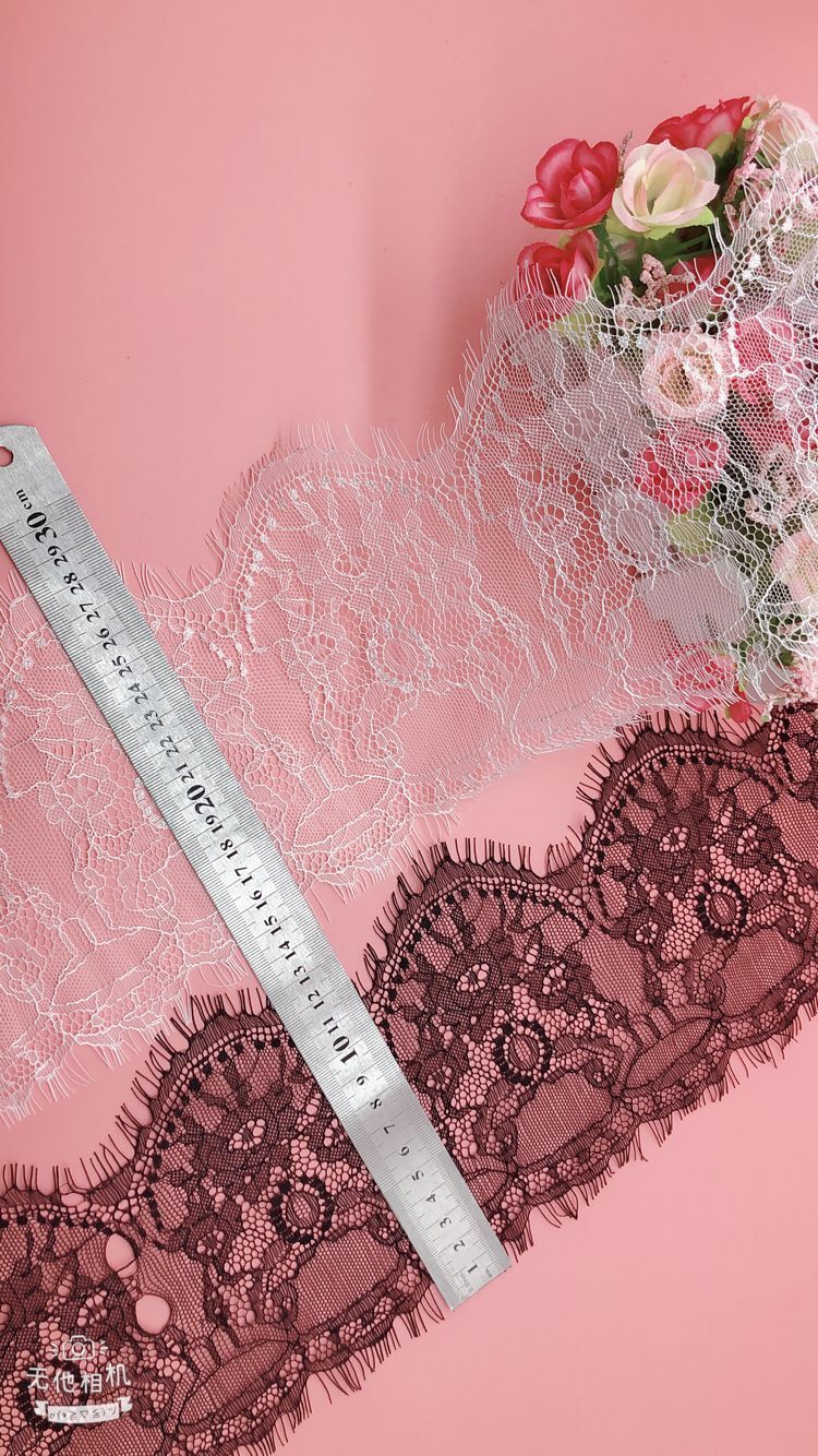 花边爆款眼睫毛花边839#宽度15CM现货黑白蕾丝花边服装辅料DIY