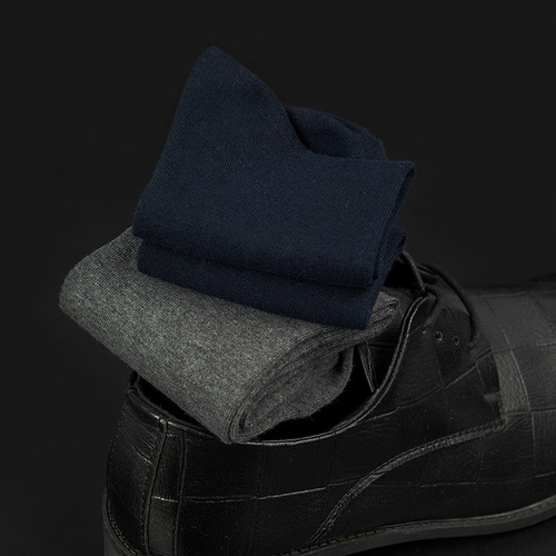 5 pairs of boxed men's socks business solid color mid-tube sweat-absorbent stockings autumn and winter cotton socks wholesale dropshipping
