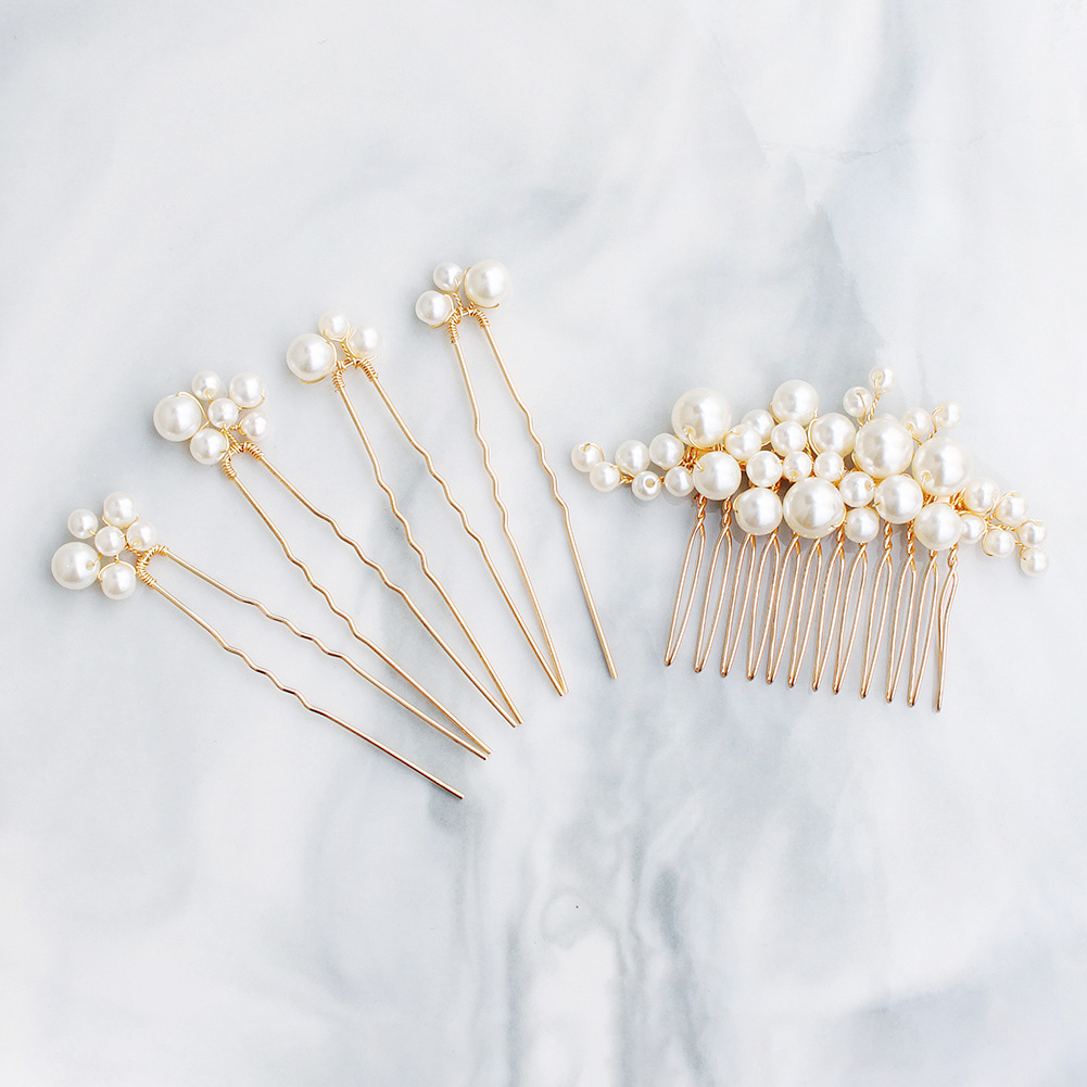 Assiette Et Peigne De Mariage En Épingle À Cheveux Perle À La Main Douce À La Mode display picture 5