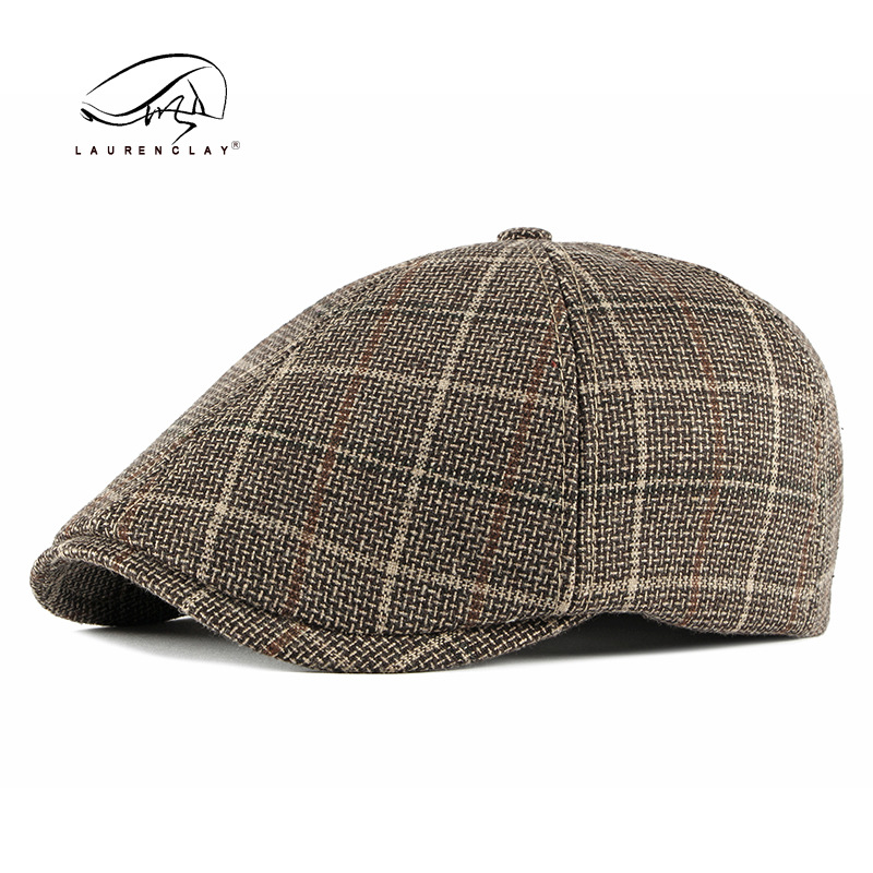 Nuevo sombrero de seis piezas retro británico de mediana edad y ancianos boina cálida forrada de vellón para hombre Otoño e Invierno