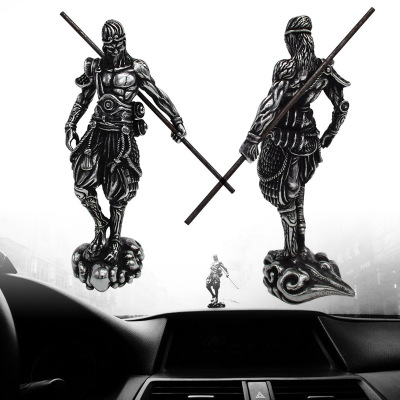 齐天大圣猴子孙悟空汽车钛钢摆件 至尊宝抖音车内高档挂件不锈钢|ru