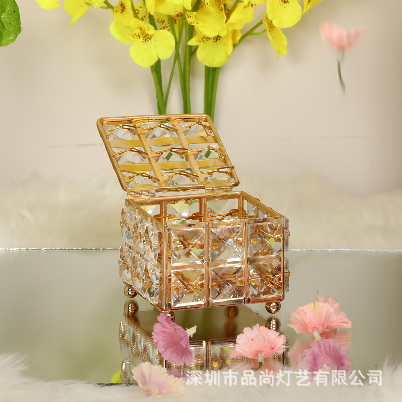 欧式创意个性水晶收纳盒 化妆棉粉底首饰耳钉收纳盒 个性小糖果盒