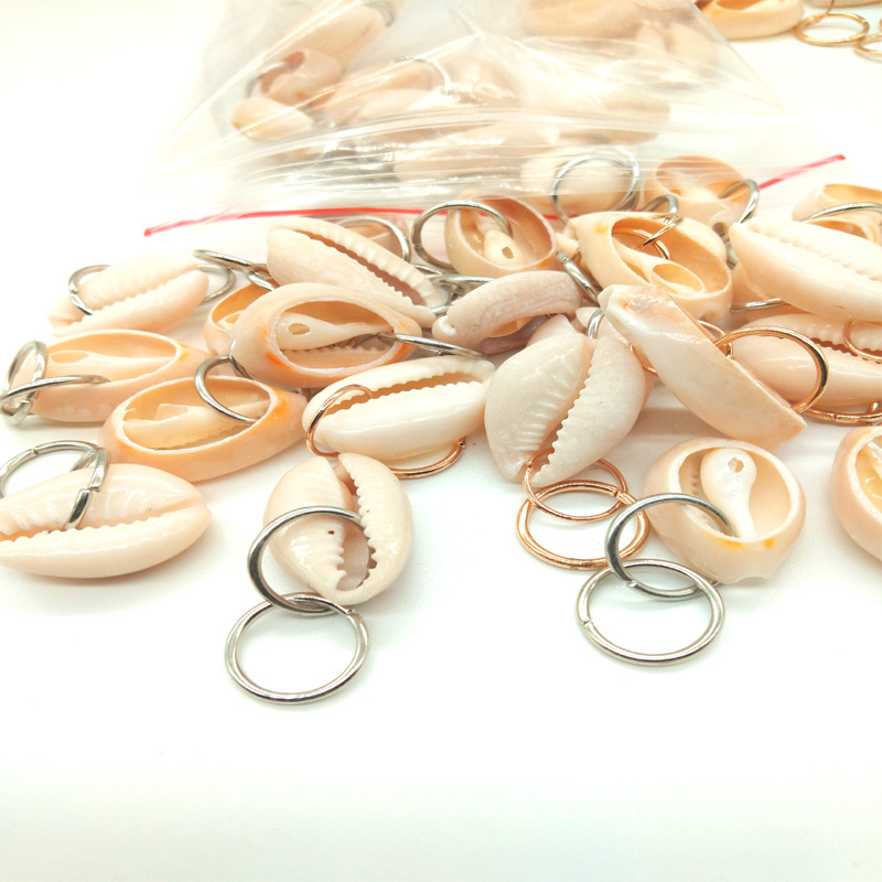 欧美wish天然贝壳挂圈饰品脏辫头骨辫子发圈发环挂件假发辫子发夹