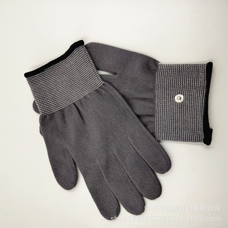 Fisioterapia fibra de plata negro gris oscuro instrumento de fisioterapia antibacteriano belleza cuidado de la salud pulso conductivo electroterapia Polo guantes de masaje