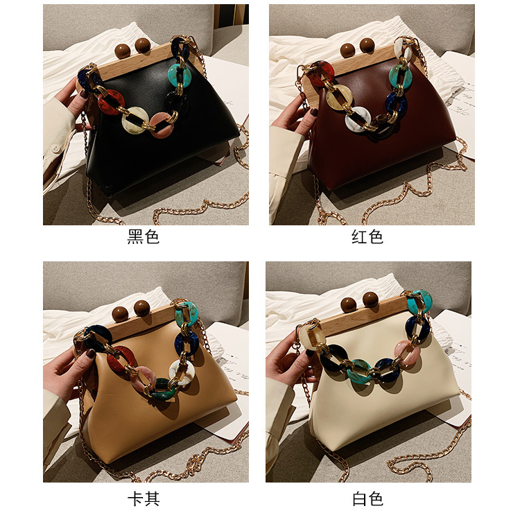 New Korean Fashion Wood Lock Shell Bag display picture 34