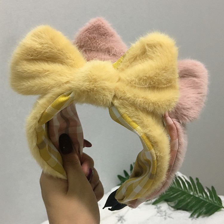 Lamb Hair New Headband Plush Bow Headband display picture 2