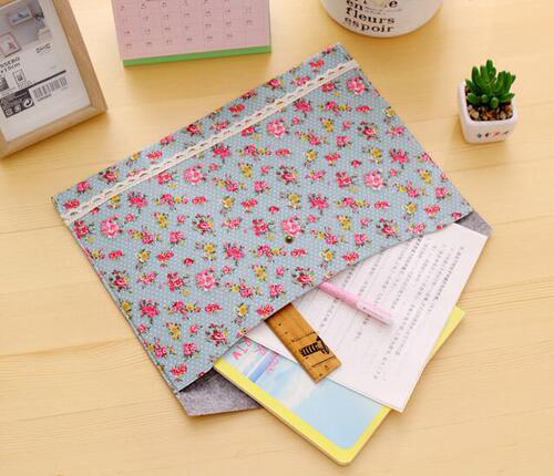 Elegant A4 folder, floral file bag, Korean style small fresh office supplies A4 folder wholesale