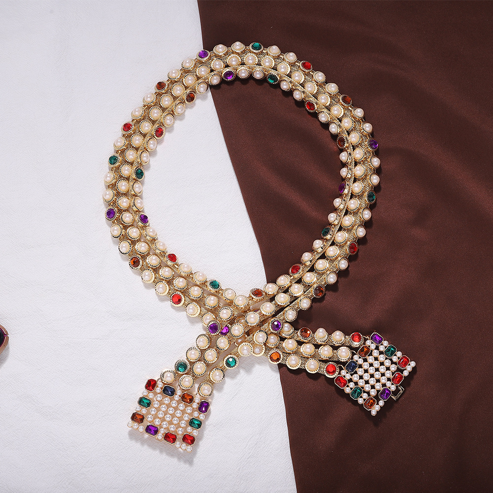 Alloy Diamond Jewel Pearl Belt Fashion Accessories Accessories Luxury Belt display picture 7
