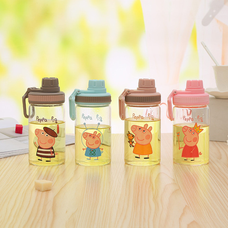 韩版创意可爱粉红提手带把粉红豹玻璃杯透明学生情侣夏季随手杯子|ms