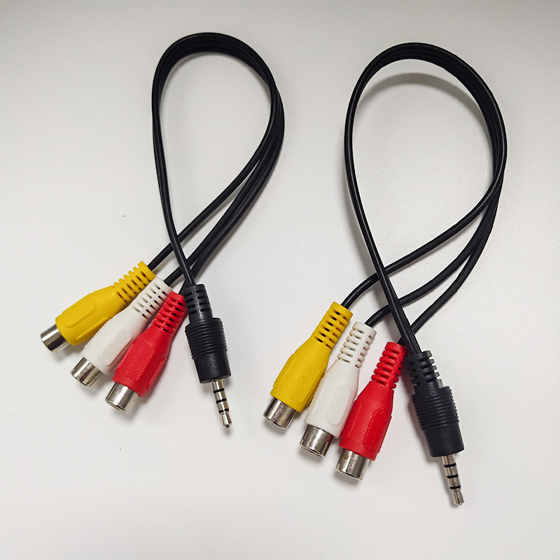 批发3.5mm音频线一分三莲花母视频线AV转接线红黄白AV电视连接线-阿里巴巴