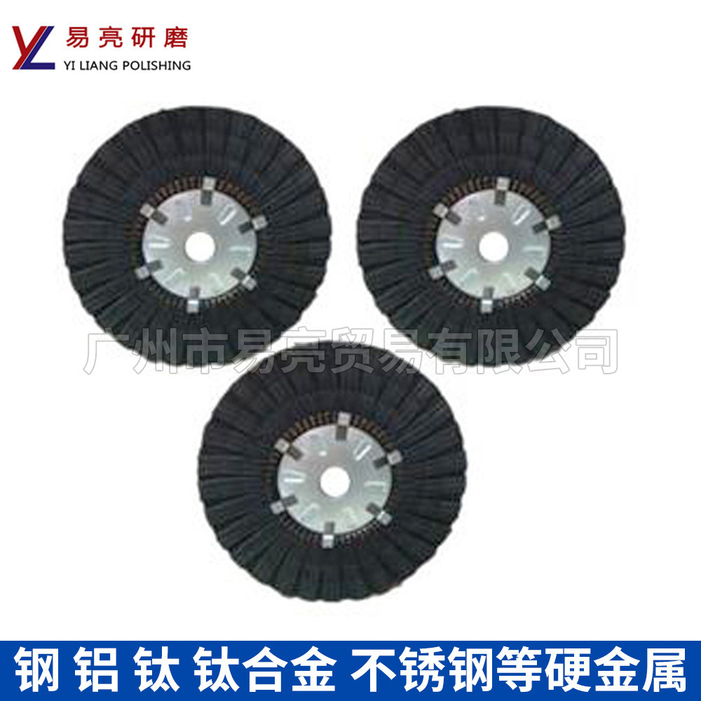 厂家直销麻轮 钛合金不锈钢硬金属打磨抛光轮 钢铝钛400*50黑麻轮