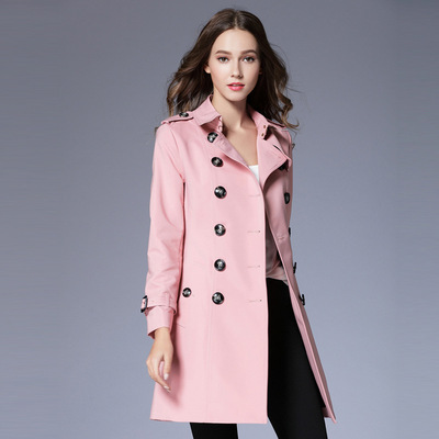 2019春季新品欧美女装明星同款女一件代发气质修身系带中长款风衣