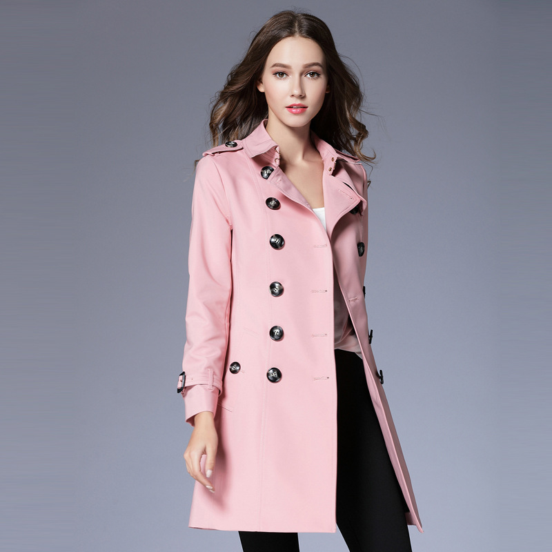 2019春季新品欧美女装明星同款女一件代发气质修身系带中长款风衣