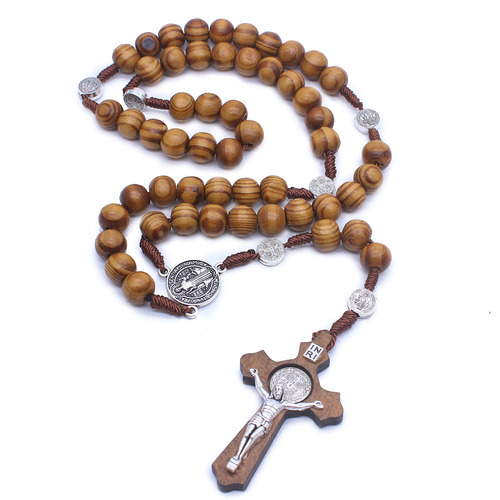 2pcs Rosary Catholic Rosary Necklace Handmade wooden cross praying necklace Religious jewelry