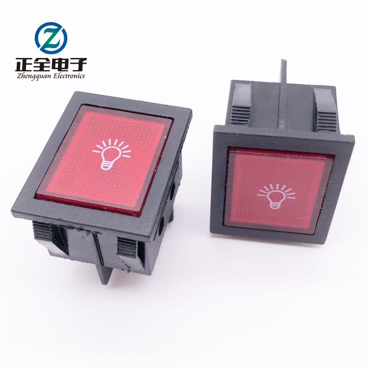 船型开关KCD4两脚带灯指示灯开关双联4脚船型开关翘板开关