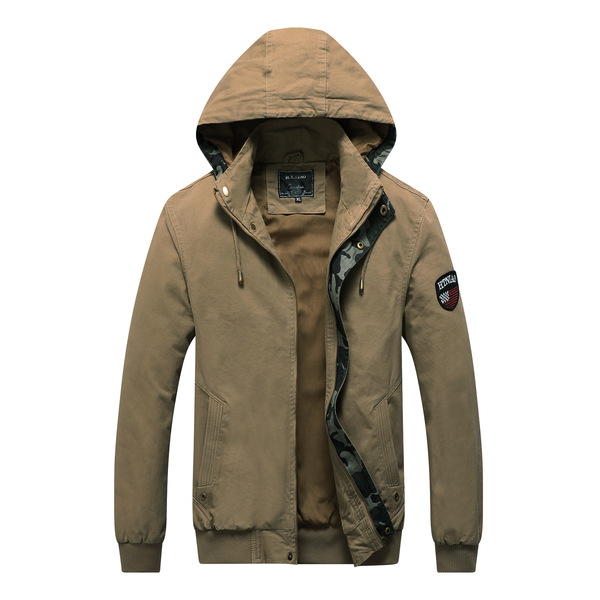 Autumn and winter men’s hooded cotton wash coat casual versatile trend jacket man
