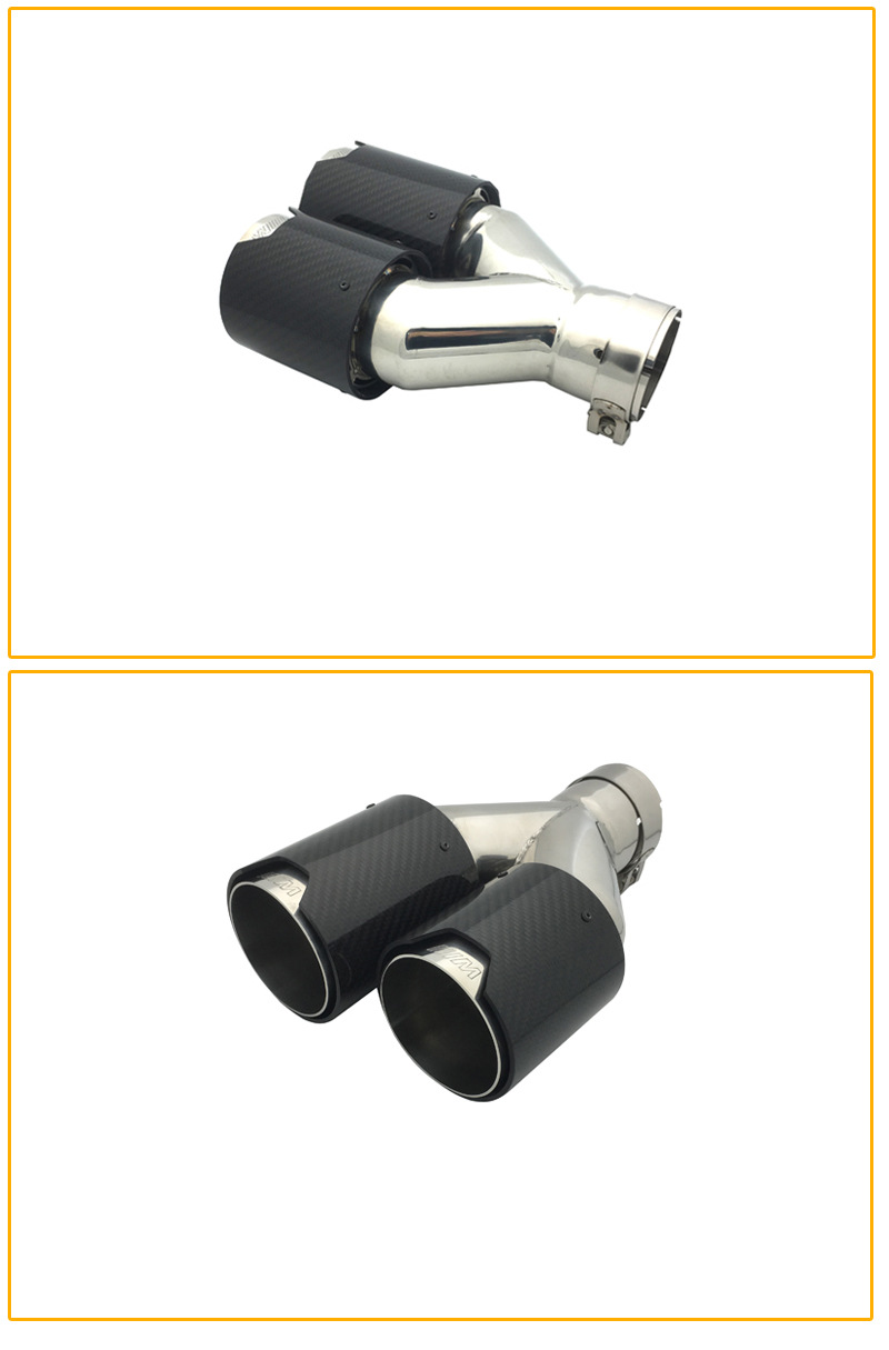Suitable for BMW double titanium black carbon fiber tail throat 3 Series 5 series exhaust pipe modification M standard carbon fiber manufacturer