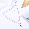 Golden necklace stainless steel, chain for key bag , Japanese and Korean, simple and elegant design, diamond encrusted, pink gold, Birthday gift, wholesale