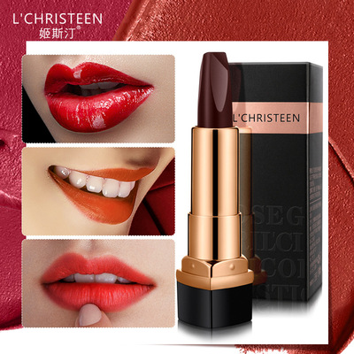網紅爆款姬斯汀黑玫瑰雙面三色口紅啞光防水不沾杯唇膏彩妝化妝品