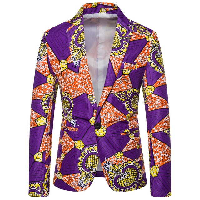 Fashionable men’s leisure multicolor printing suit