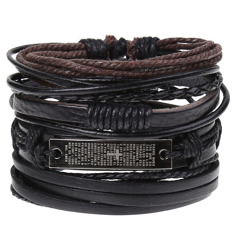 Vintage Braided Combination Set Leather Bracelet