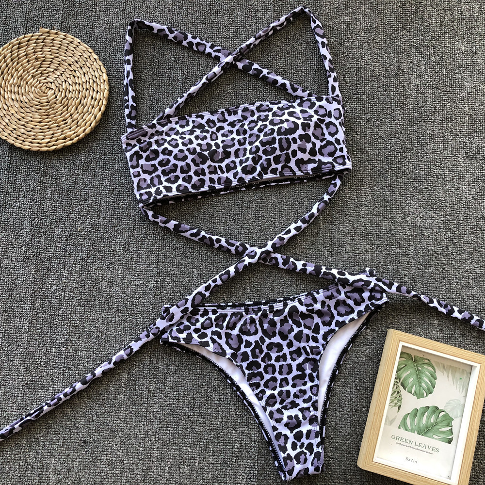 Split Bikini Leopard Print Hollow Swimsuit NSDA21243