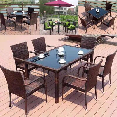 户外桌椅优惠家具家用庭院藤椅三件套组合茶几现代简约编织餐桌椅|ms