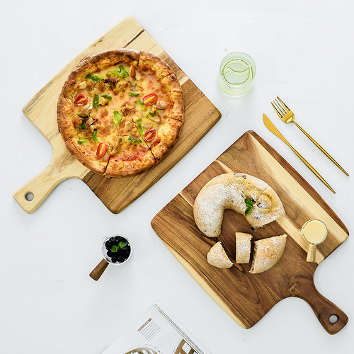 Factory direct sales wooden pizza board round snack fruit cutting board western bread steak solid wood tray
