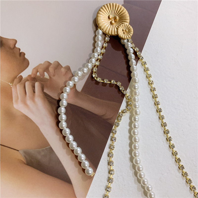 Luxury Extra-long Pearl Rhinestone Fringed Flower Brooch display picture 7